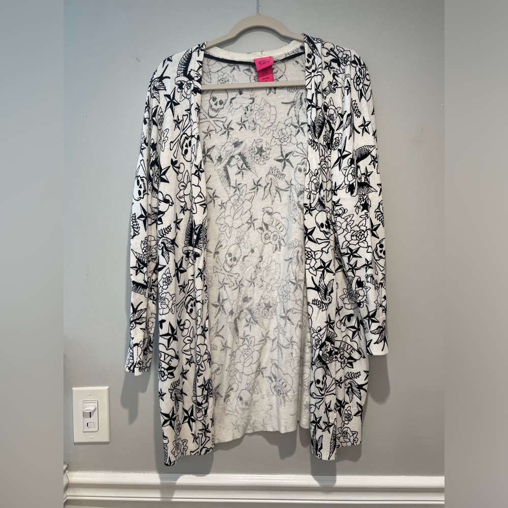 Black and white Betsey Johnson tattoo cardigan
